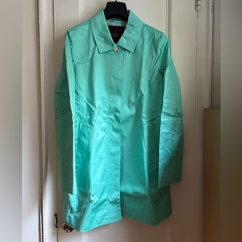 NWOT Coach Woman's Turquoise Trench Coat